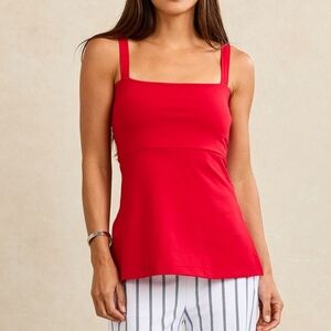 Square-Neck Red Shelf Bra Tank Cami Stretch Size Medium Stretch